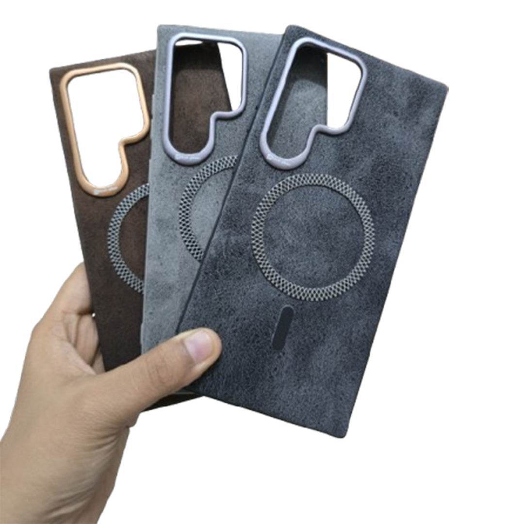 Premium Magsafe Leather Back Case - Grey - Guleel